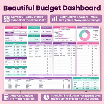 Monthly Budget Spreadsheet for Google And Excel Sheets