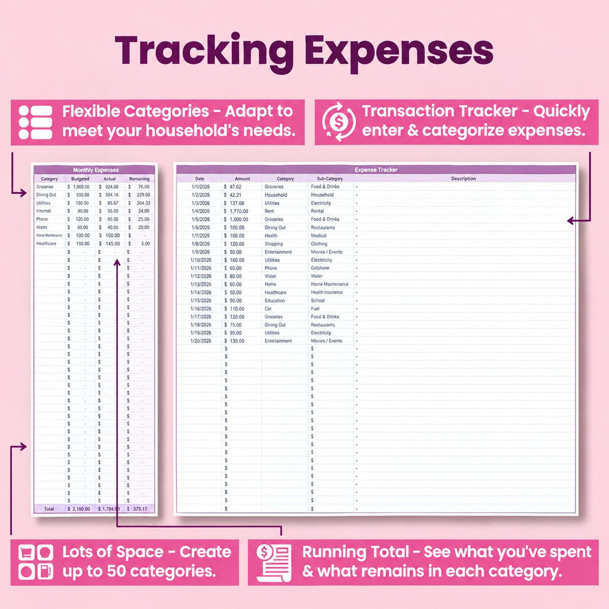 Monthly Budget Spreadsheet for Google And Excel Sheets