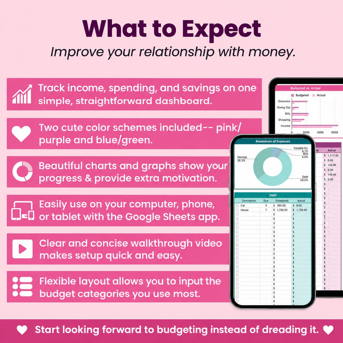 Monthly Budget Spreadsheet for Google And Excel Sheets