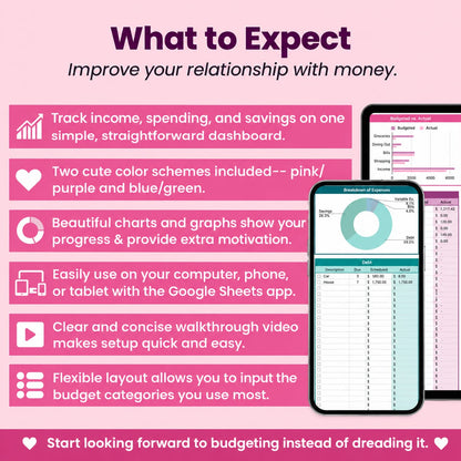 Monthly Budget Spreadsheet for Google And Excel Sheets