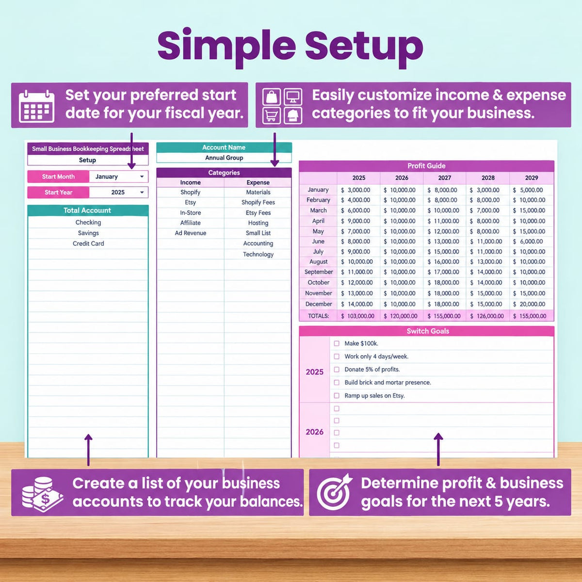 Small Business Bookkeeping Spreadsheet for Google Sheets