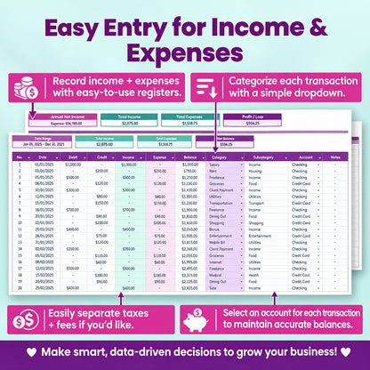 Small Business Bookkeeping Spreadsheet for Google Sheets