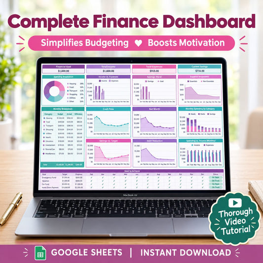 complete finance dashboard | Google sheets template