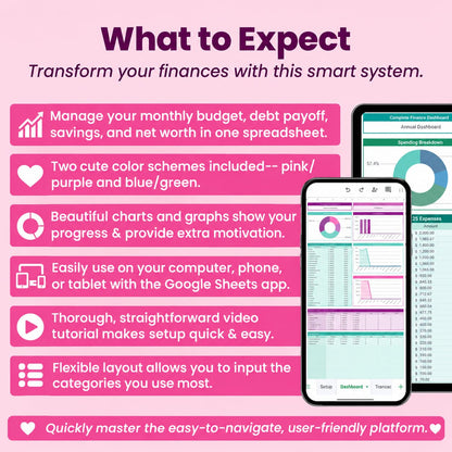 complete finance dashboard | Google sheets template